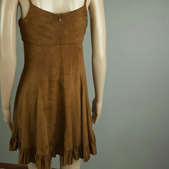 BCGENERATION Faux Suede Ruffle Hem Brown … - Picture 2 of 3
